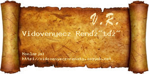 Vidovenyecz Renátó névjegykártya